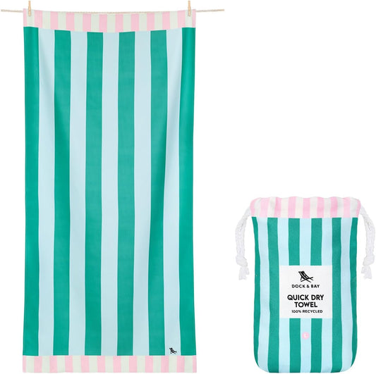 Dock & Bay Beach Towel - Quick Dry, Sand Free - Compact, Lightweight - 100% Recycled - Includes Bag - Pastel Pier - Extra Large (200x90cm, 78x35)