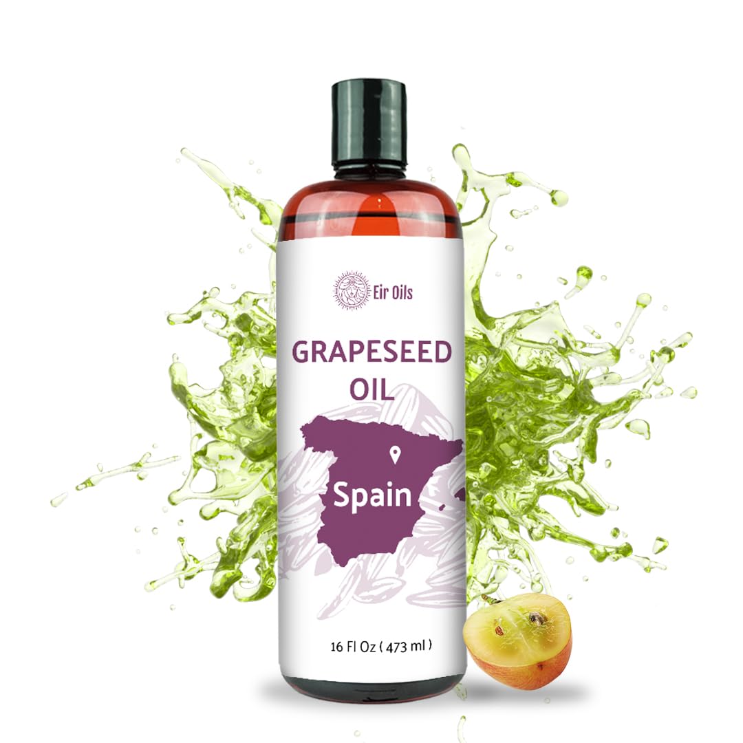 Grapeseed Oil - Pure Grapeseed oil for Skin - 100% Pure Carrier Oil for Hair, Face, and Skin - Direct from EIR Oils in the Beautiful Spanish Countryside (16 oz)