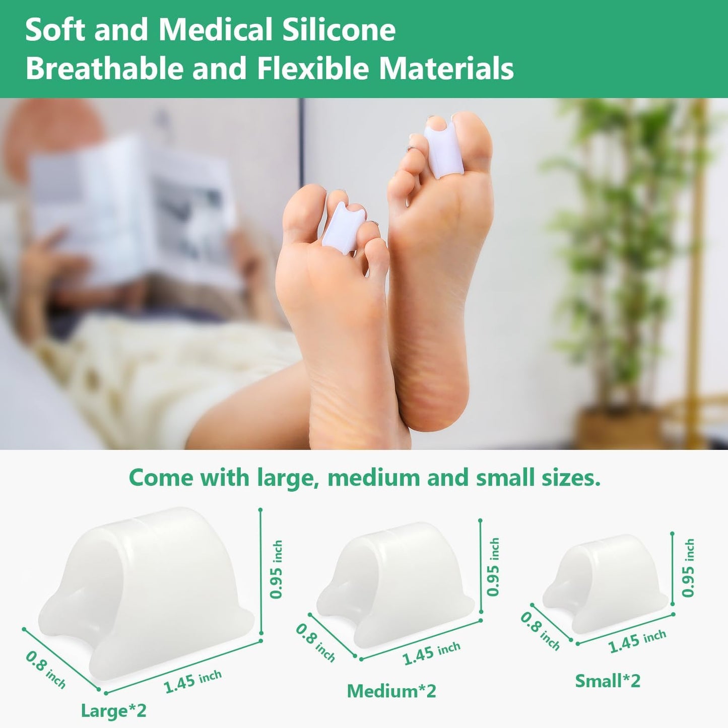 Niupiour Gel Hammer Toe Correctors - Bunion Corrector for Women and Men, 6 Pack of Silicone Toe Separators/Straighteners for Bent Toe, Toe Spacers for Correct Claw Toe, Curled Toe, Crooked Toe