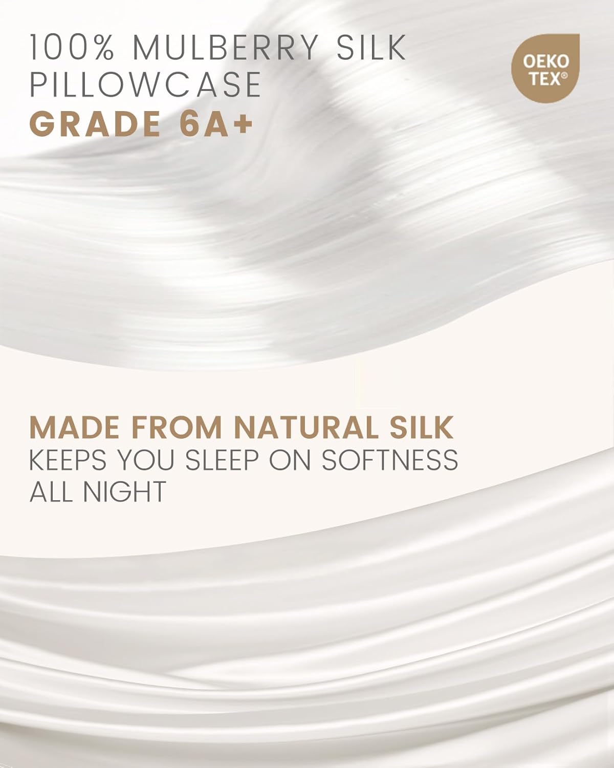 THXSILK 100% Pure Mulberry Silk Body Pillowcase for Hair and Skin, Upgraded Real Grade 6A+ Silk, Durable, Ultra-Soft Breathable Silk Pillow Case (Body Size 20"x54", White)