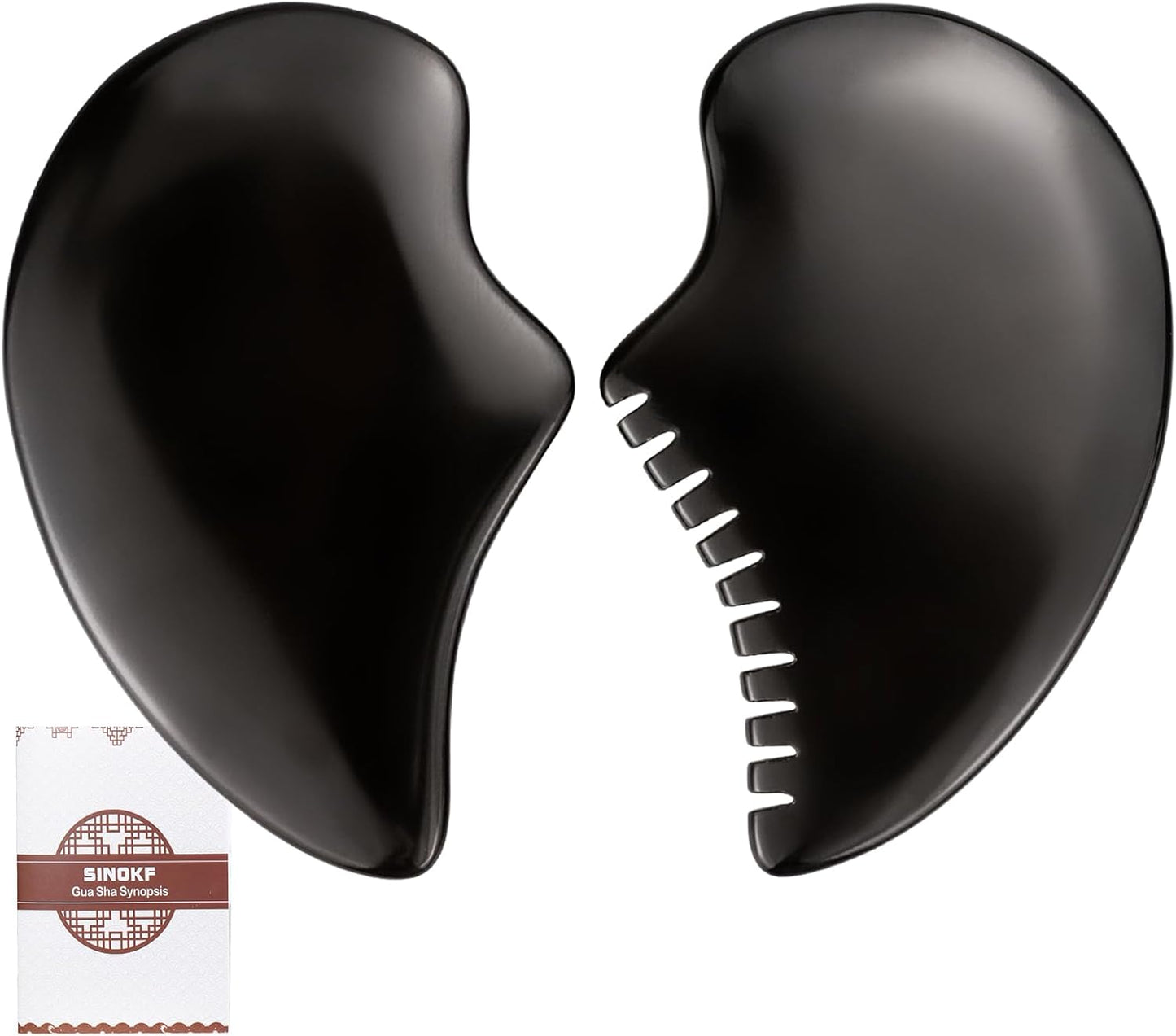 Bian Stone Gua Sha Facial Tools Scraping Massage Face Guasha Board Scraping Plate(Seahorse 2pcs)