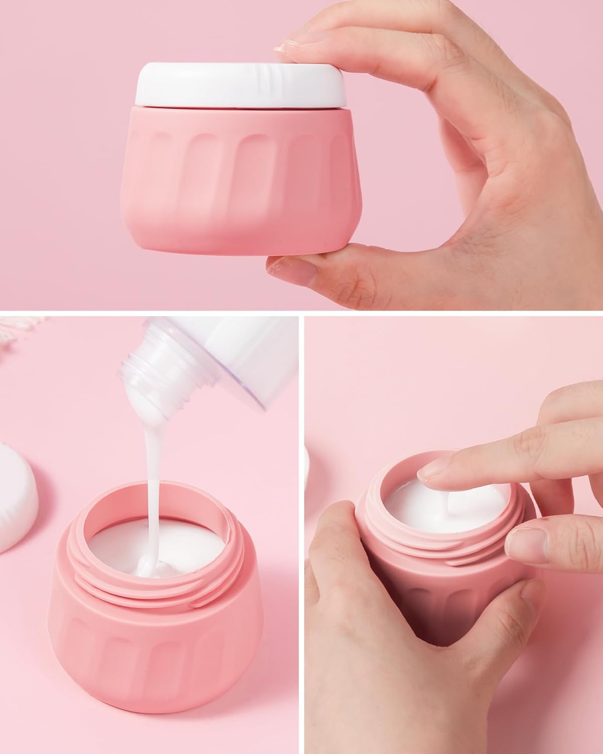 Travel Bottles for Toiletries 8 Pack, Travel Size Toiletries, Tsa Approved Travel Size Containers 3oz, with Travel Essentials Clear Bag, Leak Proof Silicone Squeezable Creams Jars