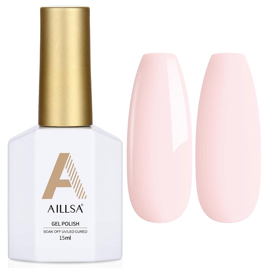 AILLSA White Pink Gel Nail Polish Nude Barely Pink Gel Polish Neutral Light Beige Jelly Gel Polish Off White Natural Color Nails Winter Soak Off U V Gel for Nail Art for Women 0.51 Fl Oz /GA98