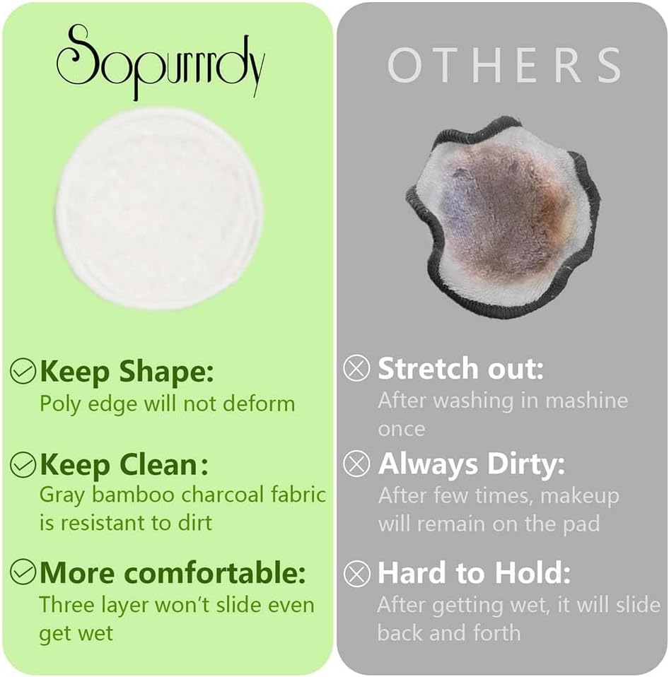 28 Pack Reusable Makeup Remover Face Pads with Laundry Bag Washable Soft and Comfortable Cleaning Face Skin,Washable Bamboo Cotton Rounds White