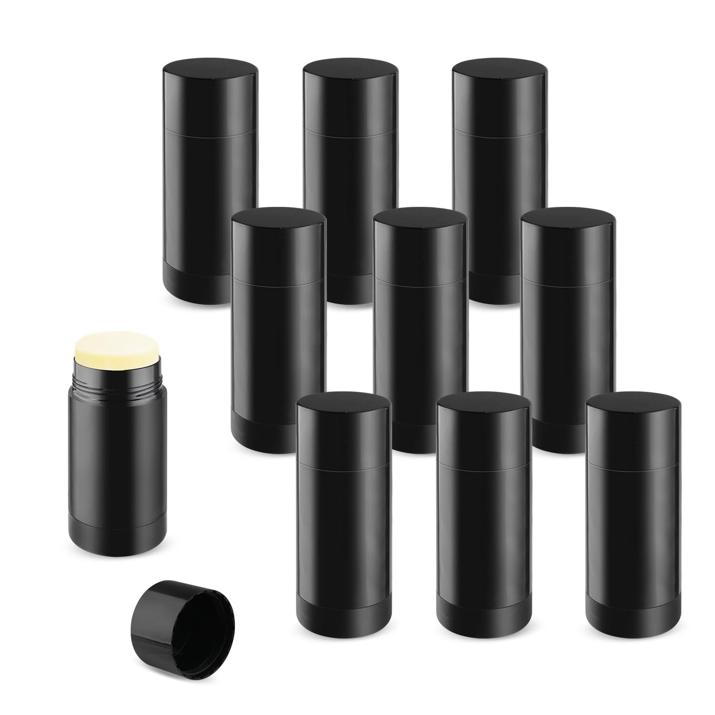 Empty Containers - 10 Pcs Bottom Fill DIY Refillable Tubes (Black, 15ml)