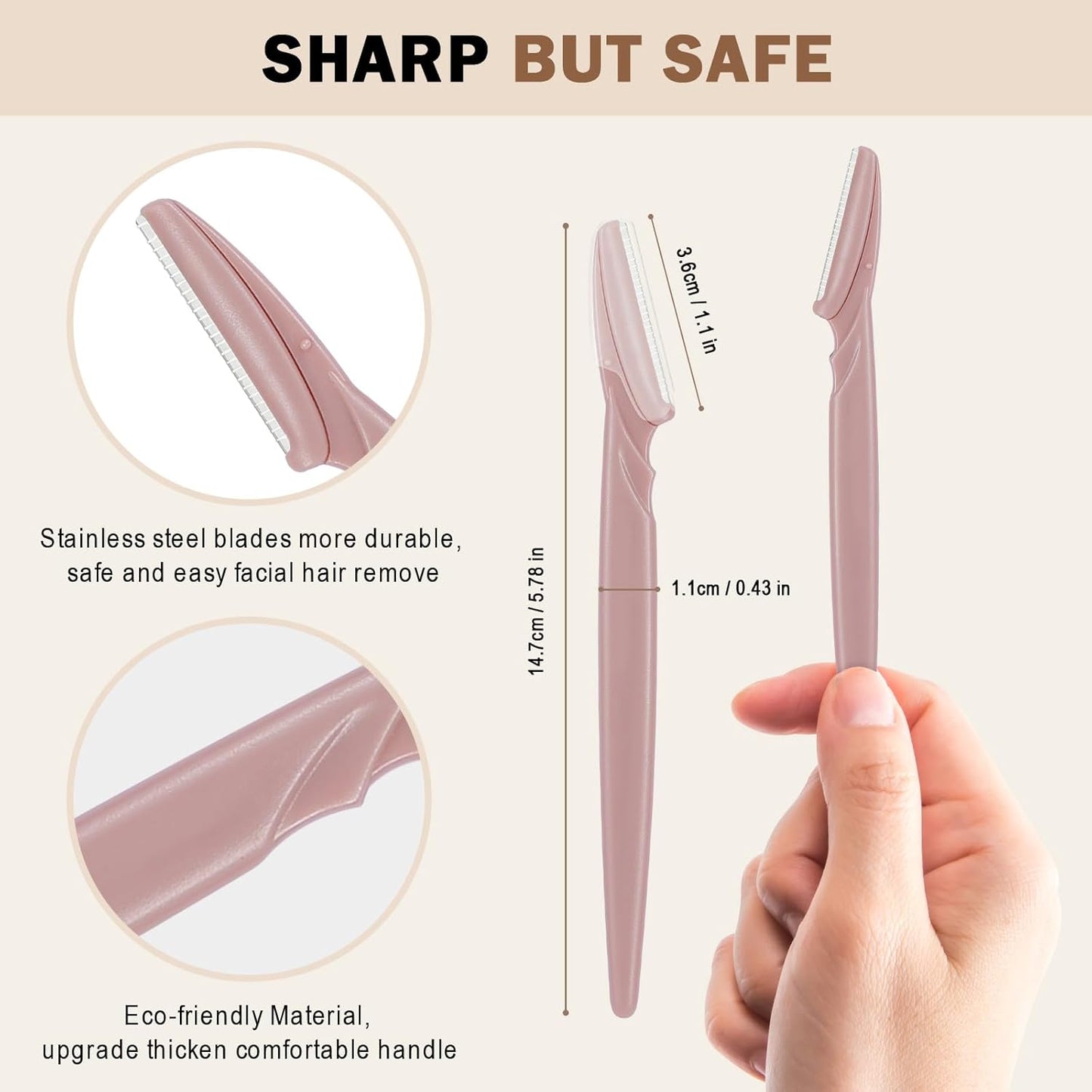 D 12 PCS Eyebrow Razor,Dermaplane Razor,Face Razors for Women,Dermaplaning Tool for Face,3 Colors Facial Hair Shavers with Precision Cover,Facial Hair Remover for Women,Eyebrow Trimmers for Men(Gray)