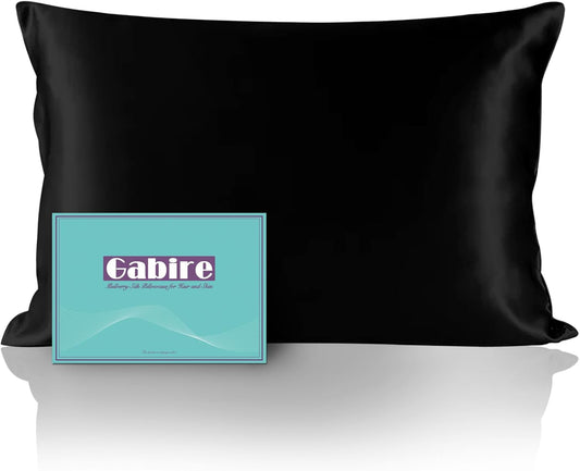 Mulberry Silk Pillowcase for Hair and Skin Prevent Acne Pillow Cases Both Sides Real Silk Pillowcases Organic Silk Pillowcase with Hidden Zipper, Black, King (20"×36")