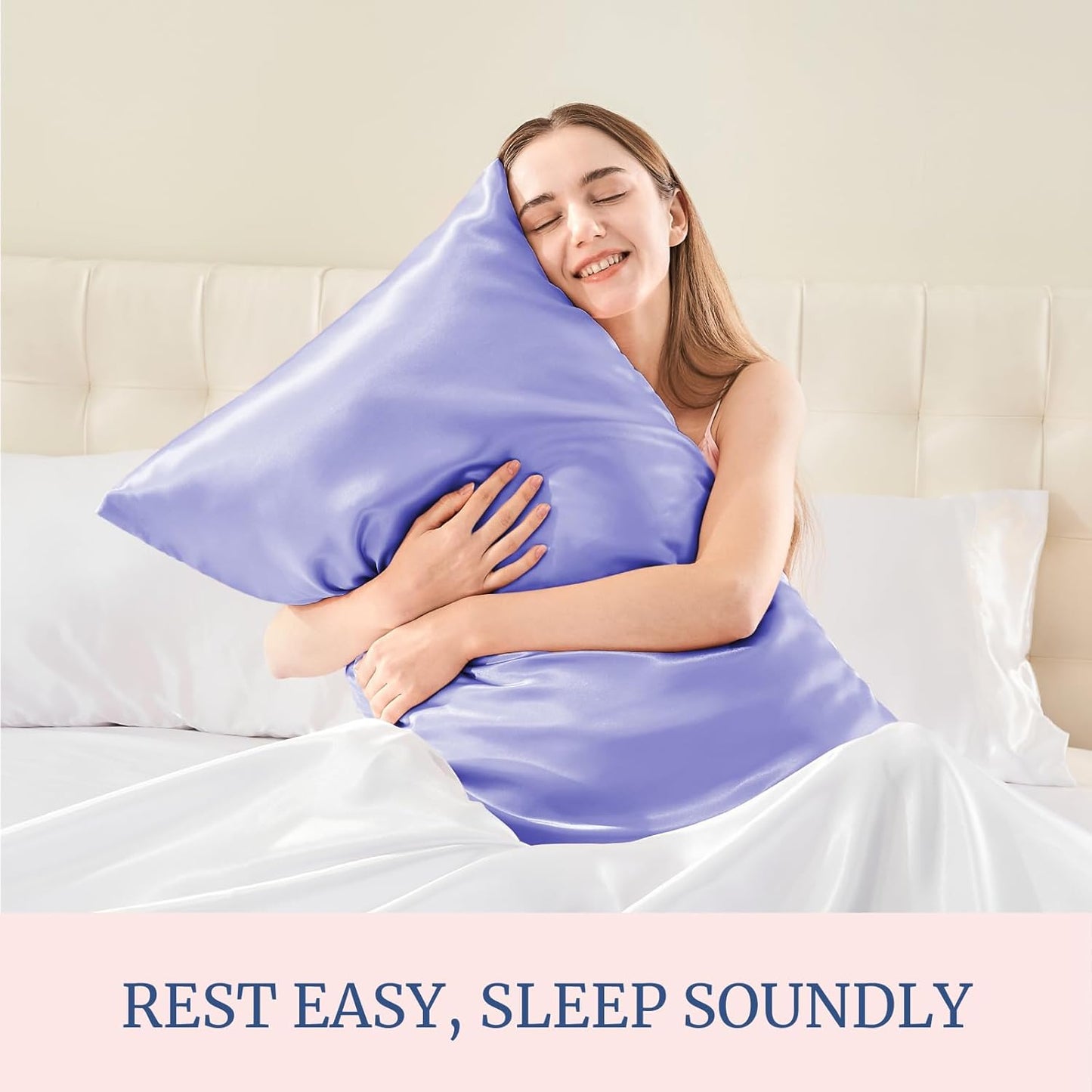 BEDELITE Satin Pillowcase for Hair and Skin, Super Soft and Cooling Similar to Silk Pillow Cases 2 Pack with Envelope Closure, Gift for Women Men(20"x26" Standard Size, Lilac)