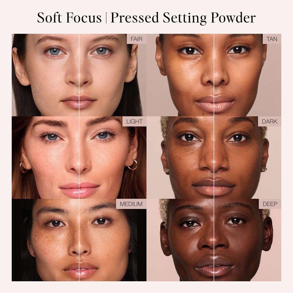 Jouer Soft Focus Hydrate & Setting Powder - Pressed Powder with Matte Finish - Blurring Powder for Fine Lines and Pores - Set Face Makeup Foundation or Concealer - Tan
