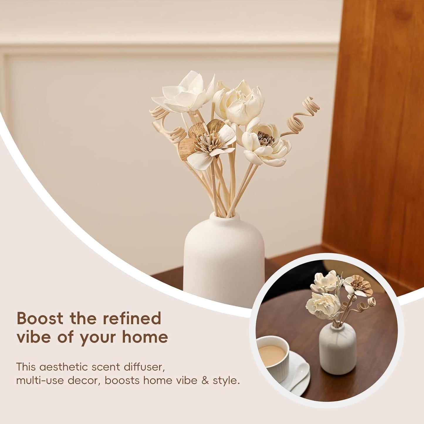 Reed Diffuser Sticks, Reed Diffuser Sticks Flowers, Reed Diffusers Set for Bathroom, Reeds Diffuser for Home, Bedroom Decor, Office,12Pcs, Natural Flower