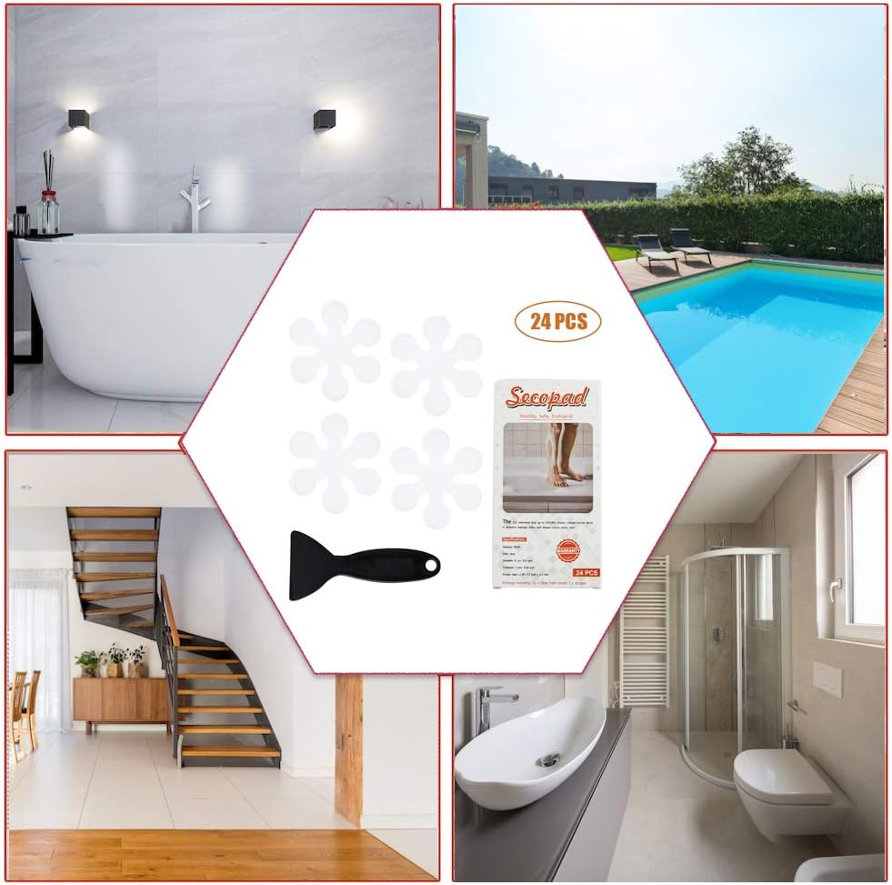 Bathtub Stickers Non-Slip, Safety Shower Treads Adhesive Appliques with Premium Scraper