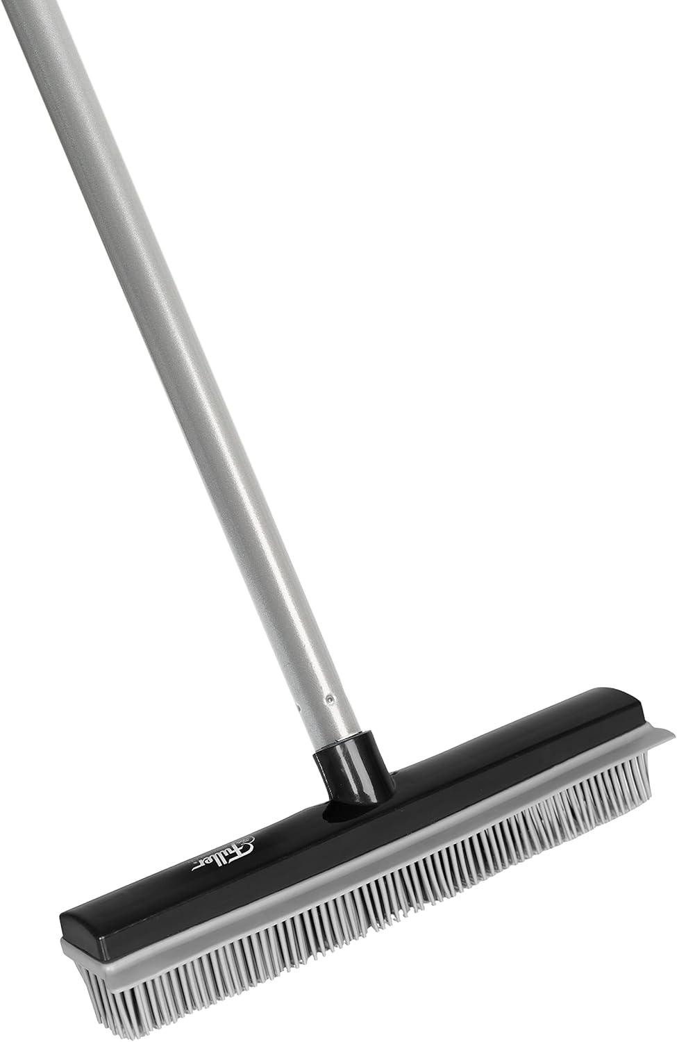 Fuller Brush Rubber Broom – for Carpets Floors Stairs Upholstery – Electrostatic Action Removes Pet Hair Lint Fuzz Dirt Particles – Built-in Squeegee Tackles Wet Messes (Complete Broom)