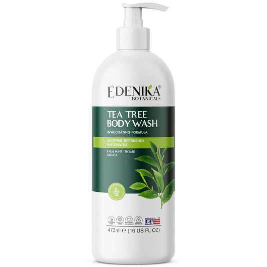 Tea Tree Oil Body Wash, Cleanses & Relieves Itchy Skin, Soothes Jock Itch, Acne & Ringworm, Shower Gel for Dry and Sensitive Skin, Women & Men, Organic & Natural, 16 fl oz