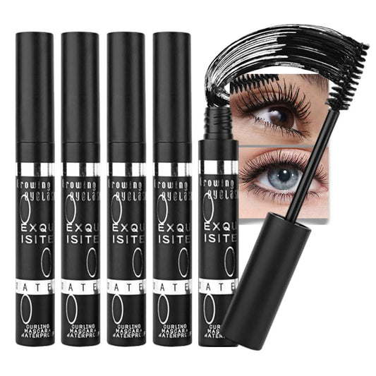 5 PCS Black Voluminous Original Volume Building Mascara Set Makeup, Lengthening, Defining, Curling, Multiplying, Buildable Formula,Cruelty Free,Waterproof-1 (5Pcs-Black-Mascara-Silver)
