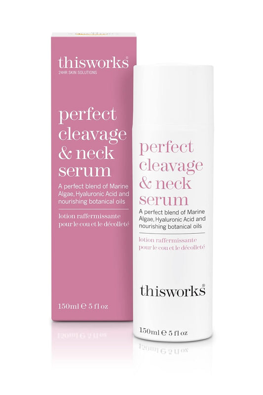 THISWORKS Perfect Cleavage & Neck Serum with Marine Algae & Hyaluronic Acid – Neck Cream Firms & Hydrates – 5 fl oz