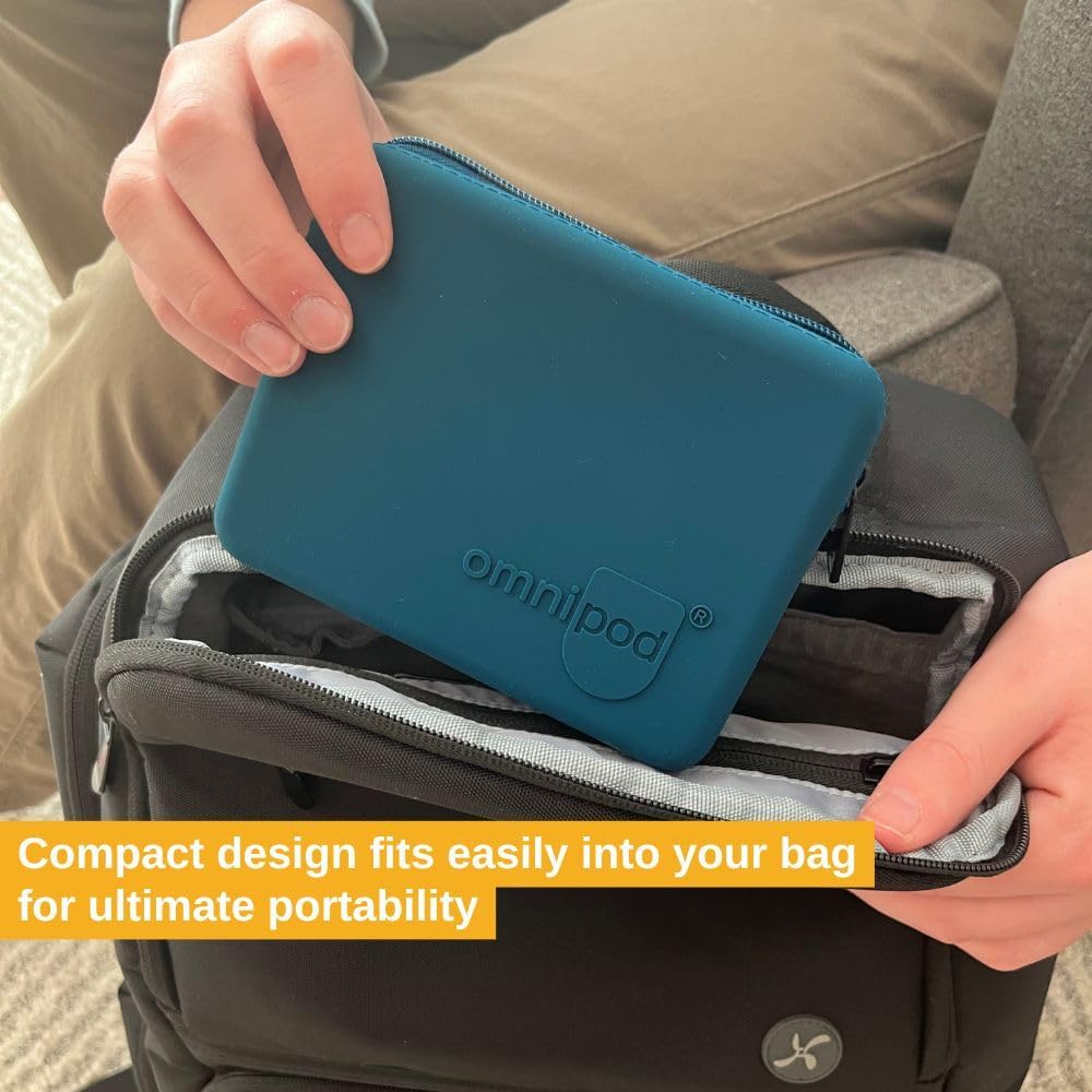 Omnipod Protective Travel Case | Silicone Storage fits an Insulin Vial and One Pod| Diabetic Care Products | Diabetes Supplies Organizer (Teal Blue)