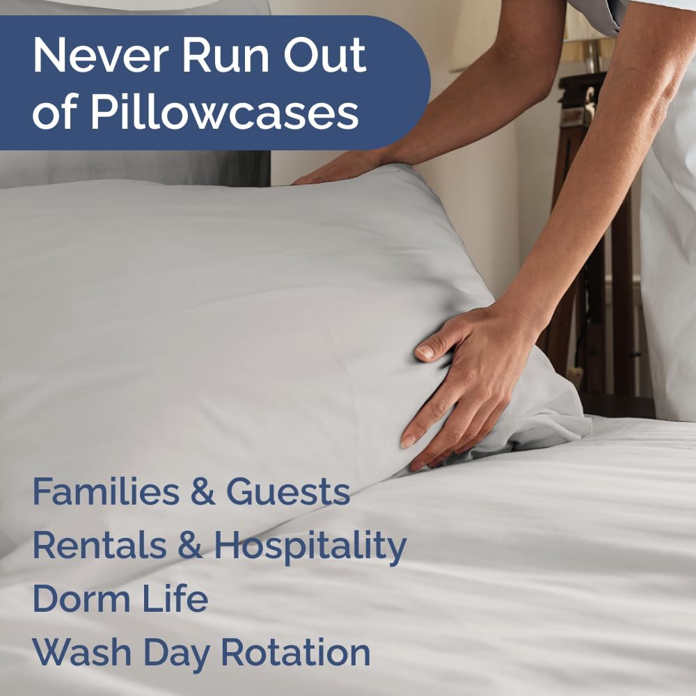 King Pillow Cases Set of 6 - Ultra Soft Hotel Quality Pillowcase Covers - Comfy, Cozy & Wrinkle Free - Shrink, Stain and Fade Resistant - Machine Washable Pillow Protectors - 6 Piece Set - French Grey