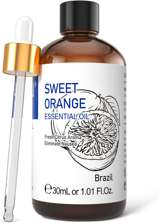 HIQILI 30ML Sweet Orange Essential Oil - Pure and Natural for Diffuser, Skin - 1 Fl Oz