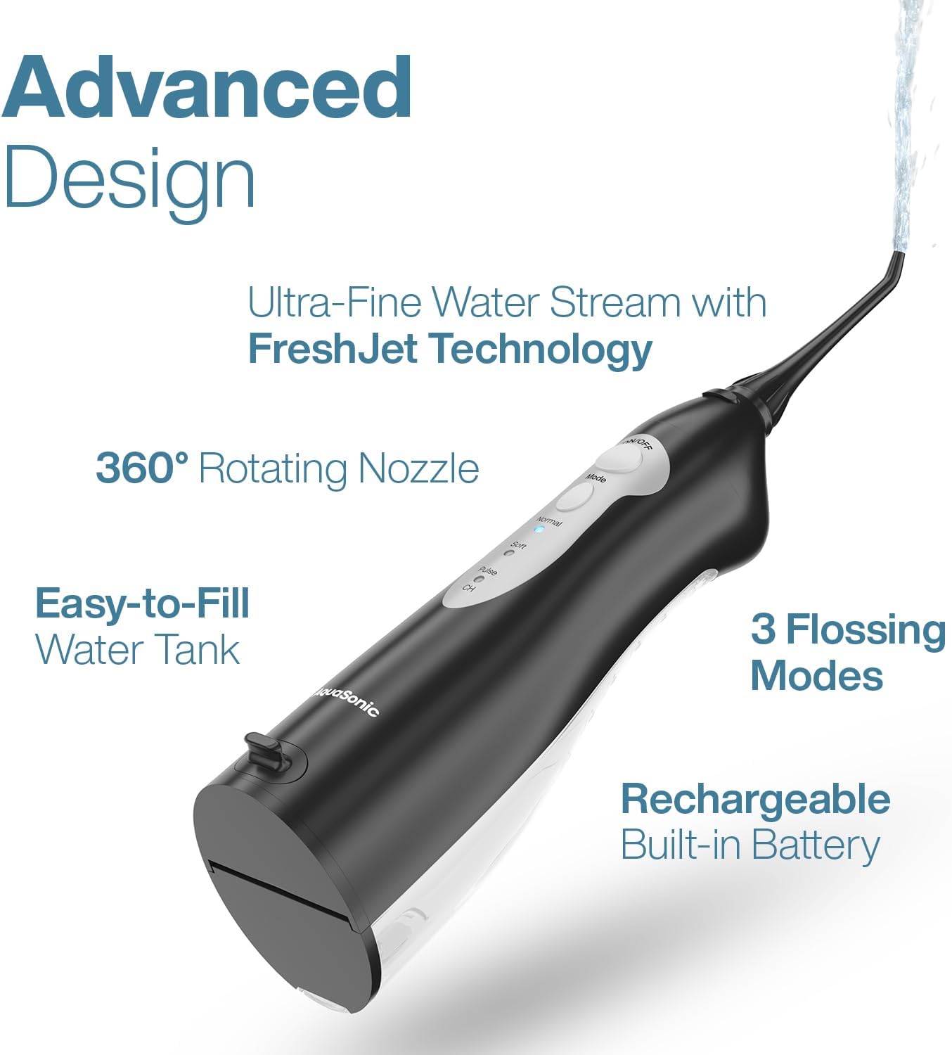 AquaSonic Aqua Flosser - Cordless Rechargeable Water Flosser for Teeth - Waterproof, Portable Oral Irrigator for Dental Cleaning with 5 Jet Tips – Braces Home Travel