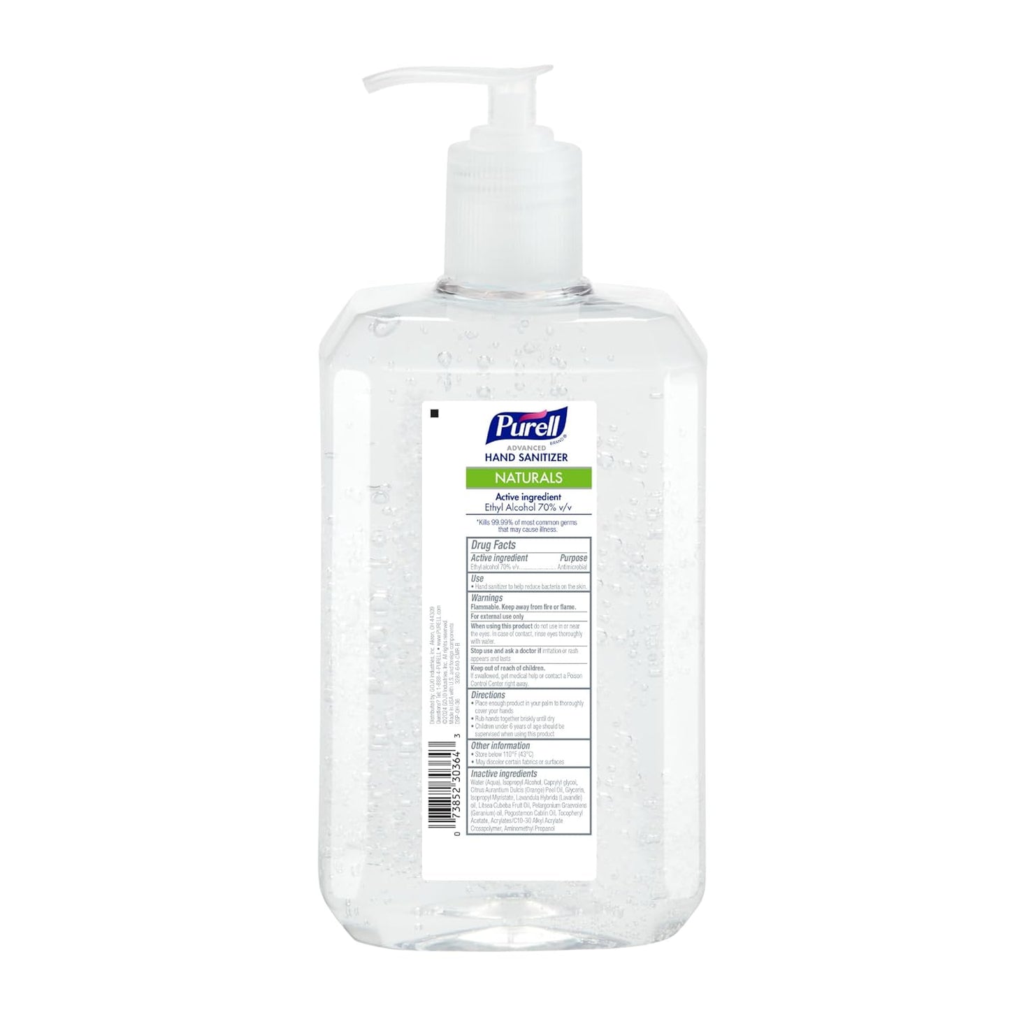 PURELL Advanced Hand Sanitizer Naturals with Plant-Based Alcohol, Citrus Scent, 1 Liter Pump Bottle (Pack of 1) - 3280-04-CMR