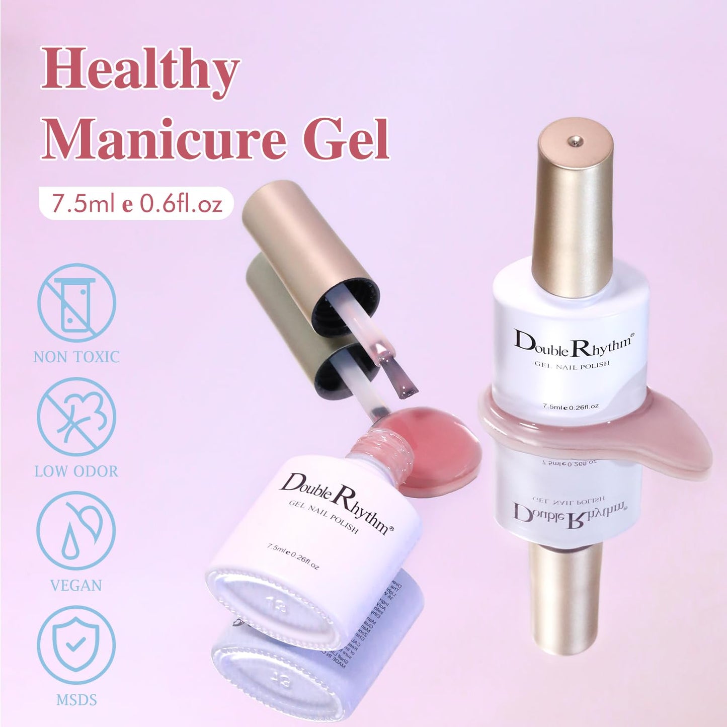 Double Rhythm Gel Nail Polish Set of 6 Colors Baby Light Pastel Milky Nail Polish Starter Kit Art DIY Salon Home (Jelly Sheer Pink Nude Orange,Kit 22)