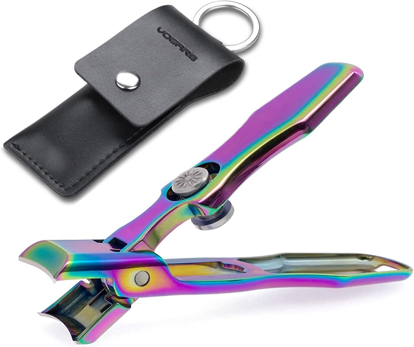 Nail Clippers for Thick Toenails and Fingernail, Large Wide Jaw Opening Heavy Duty No Splash Toenail Clippers with Catcher for Men Women Adults Seniors (Rainbow)