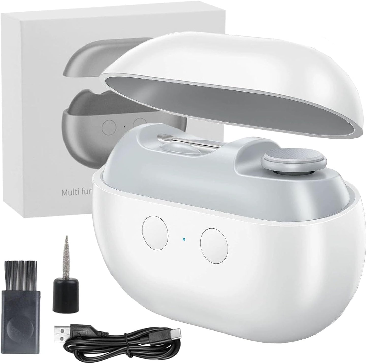 Imwing Easy Clip Electric Nail Clippers, Imwing Easyclip Smart Nail Clipper & Polisher with LED Light - Safe Toe & Fingernail Trimmer for Seniors, Adults, Kids, Baby (White)