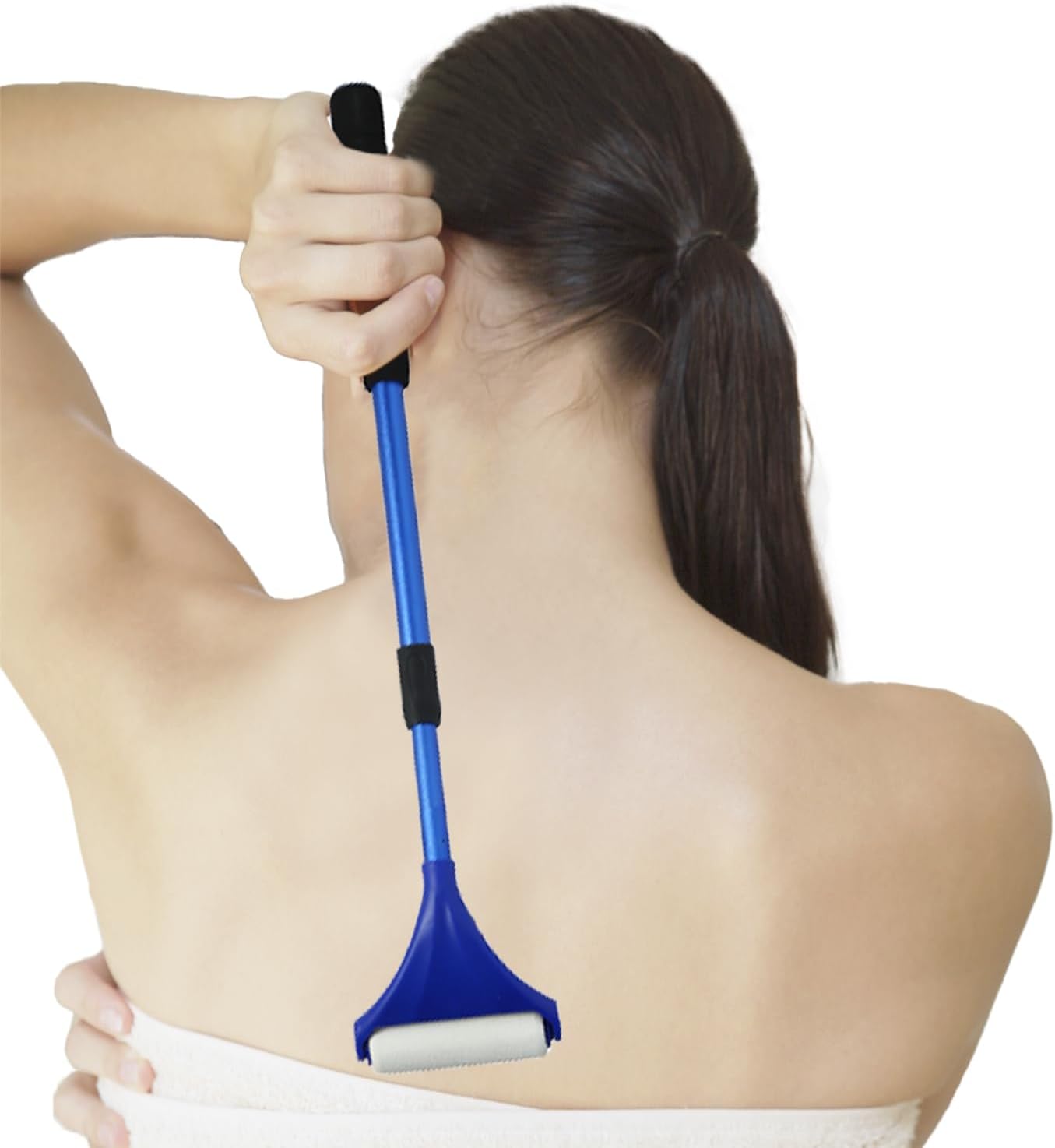 EASACE Lotion Applicator for Back,Portable 21inch Lotion Applicator with Long Handle,Extension Back Applicator Lotion with 3 Replacement Roller for Back self(Blue)