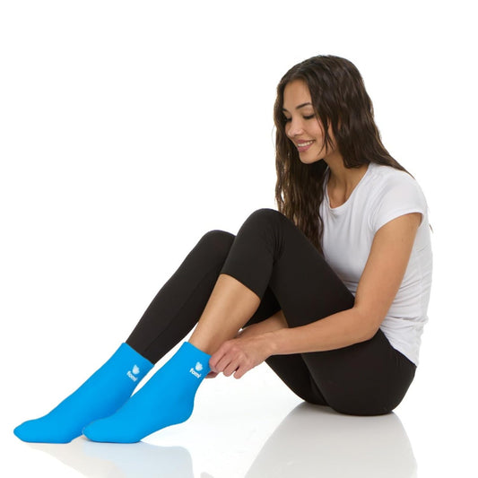 FOMI Hot Cold Full Foot and Ankle Solid Gel Ice Packs | 2 Pack | Premium Comfort 360 Degree Cooling Compression Wrap for Plantar Fasciitis, Heel Spurs, Achilles, Tendonitis, Sore Feet, Gout