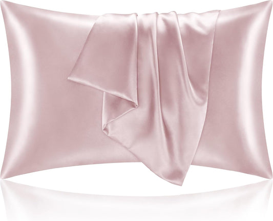 BEDELITE Satin Pillowcase for Hair and Skin, Super Soft and Cooling Similar to Silk Pillow Cases 2 Pack with Envelope Closure, Gift for Women Men(20"x26" Standard Size, Lotus Pink)