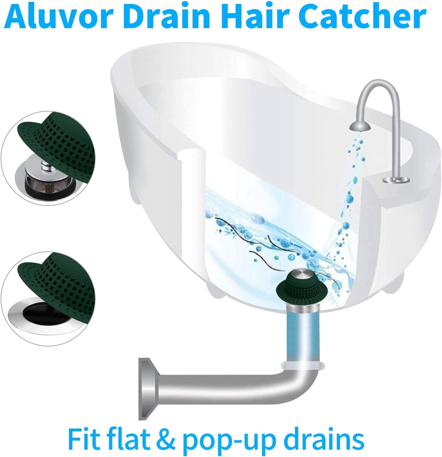 Shower Drain Hair Catcher, Bathtub Drain Cover Foldable Silicone Shower & Tub Protector for Pop-Up & Regular Drains