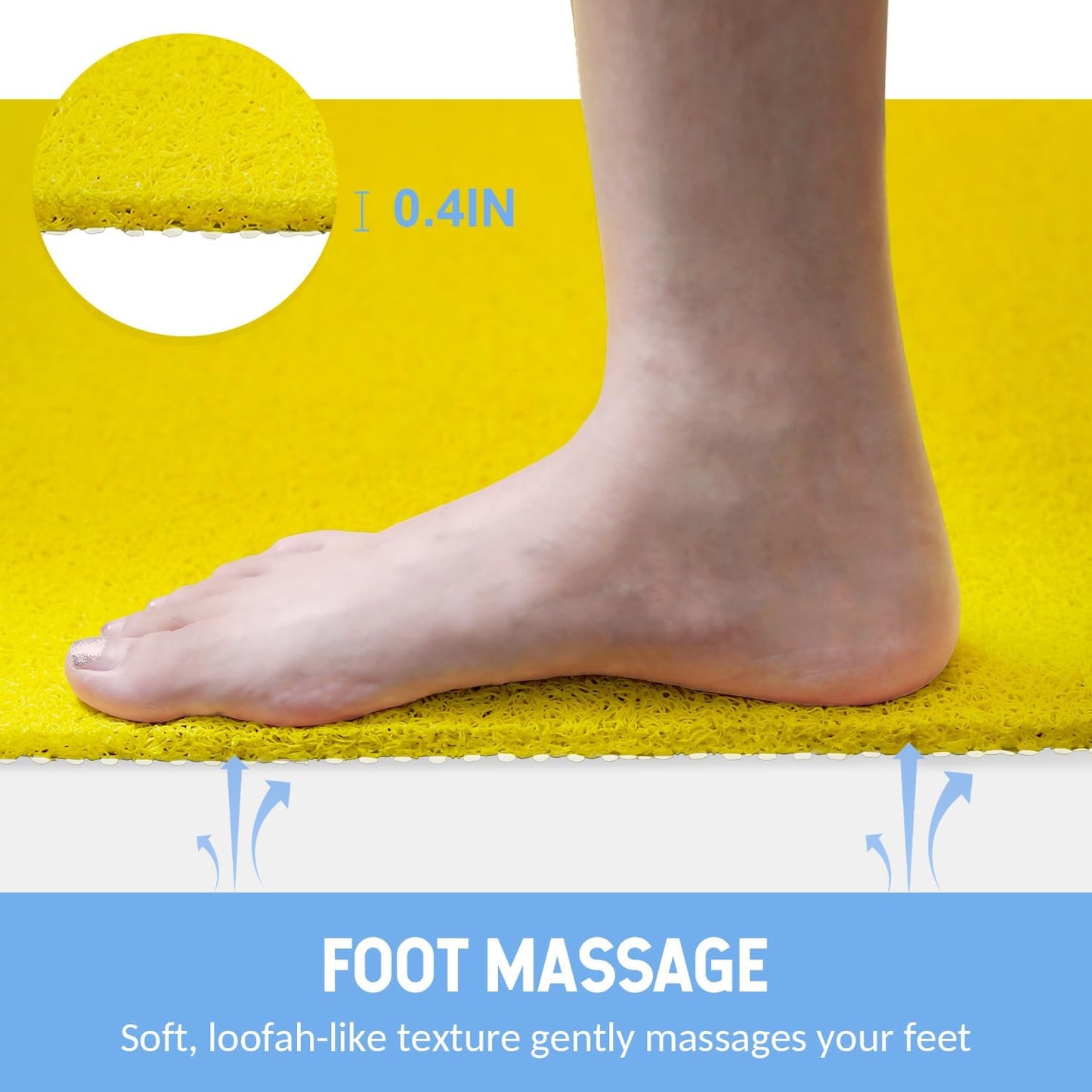 Non-Slip Bathtub Mat, 2 Pack Anti Slip Shower Mat, Fast Drying Bathtub Mats, Foot Scrubber Mat, Anti Slip Mat for Tub, Floor, Bathroom, Kitchen, Home, Hotel (Yellow 24"×16"+24"×16")