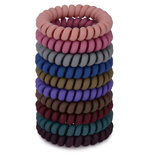 JessLab Spiral Hair Ties for Women, 10-Pack Traceless No-Damage Ponytail Holders, Coils Hair Bands for Girls, Assorted Colors