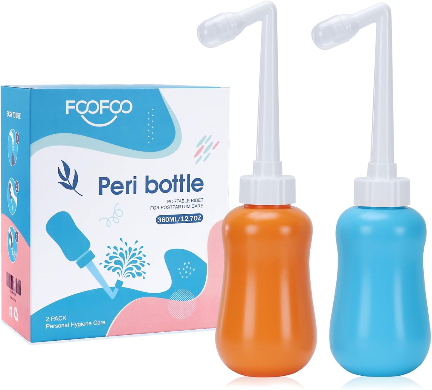 2 Pack Peri Bottle for Postpartum Care, Perineal Recovery and Cleansing After Birth, Personal Hygiene Bidet, 12.7OZ