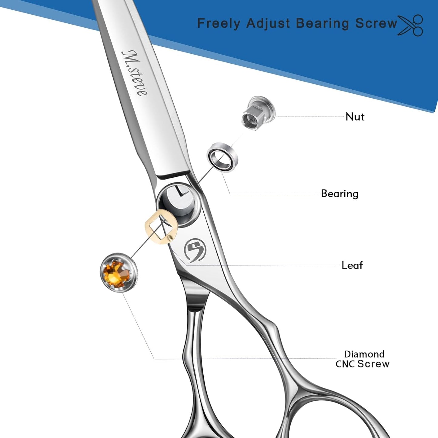 Professional Hair Cutting Scissors 6.3 Inch, VG10 Stainless Steel Barber Shears, Extremely Sharp Hairdressing Scissors for Salon & Home Use, Ambidextrous Left Right Hand