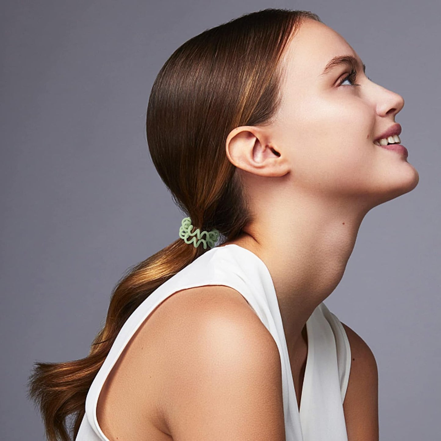 Teqifu18 Pack Hair Elastics, No Crease Spiral Hair Ties Hair Bands Matte Color Waterproof Phone Cord Hair Scrunchies Hair Coils Accessories for Women Girls