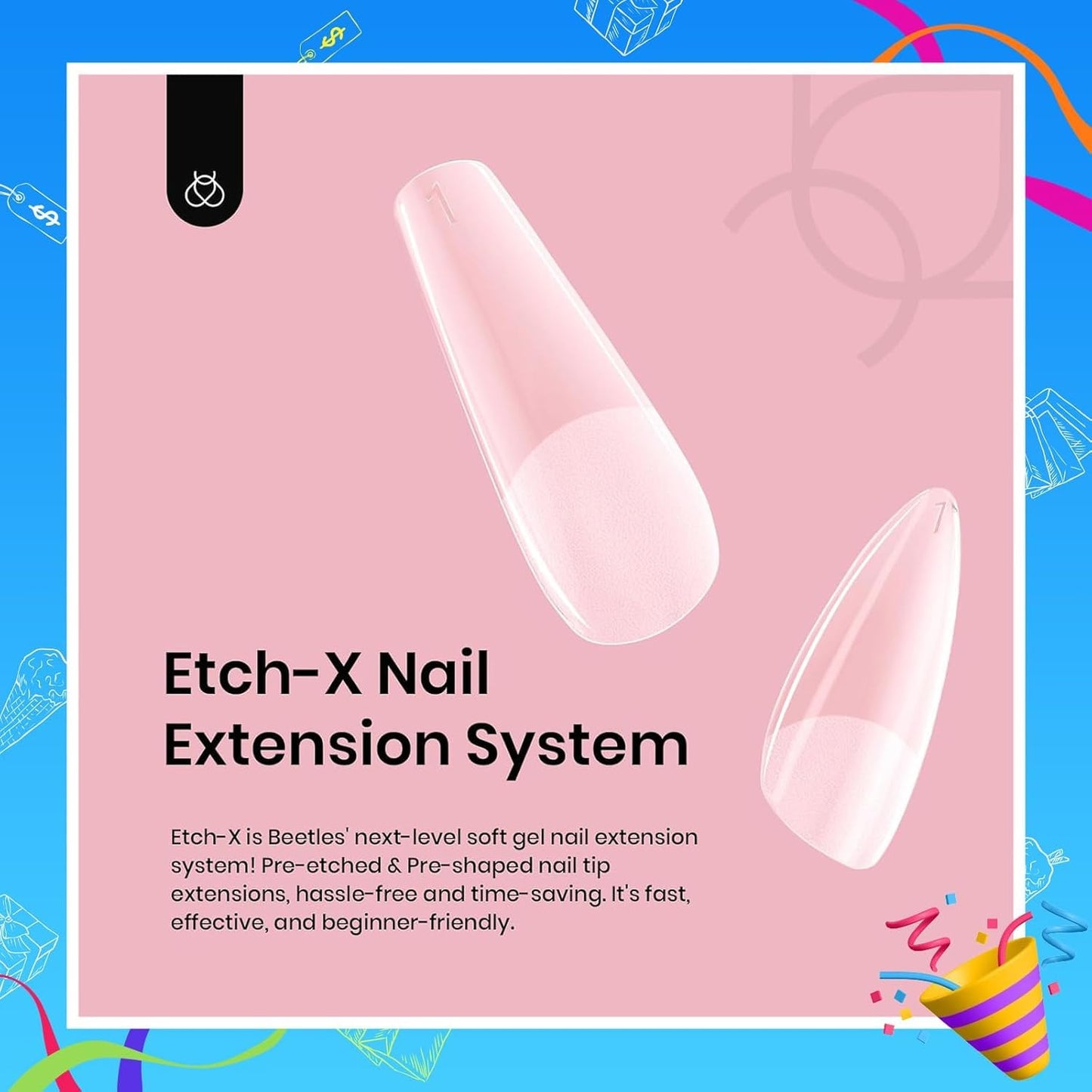 Beetles Short Almond Nail Tips: 12 Sizes 288 PCS Half Matte Full Cover Gel Tips Clear Acrylic Gel Nail Tips Almond Shape for DIY Extension