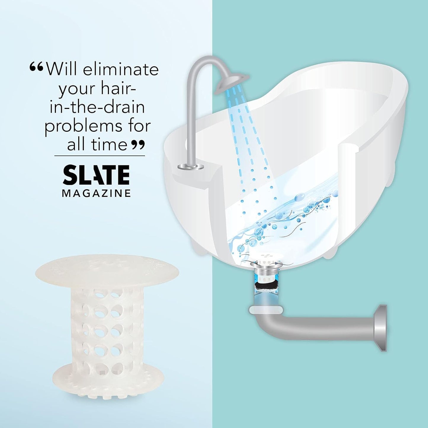 TubShroom Tub Drain Hair Catcher Strainer, 2 Pack, Clear – Drain Protector and Hair Catcher for Bathroom Drains, Fits 1.5” – 1.75” Bathtub and Shower Tub Drains