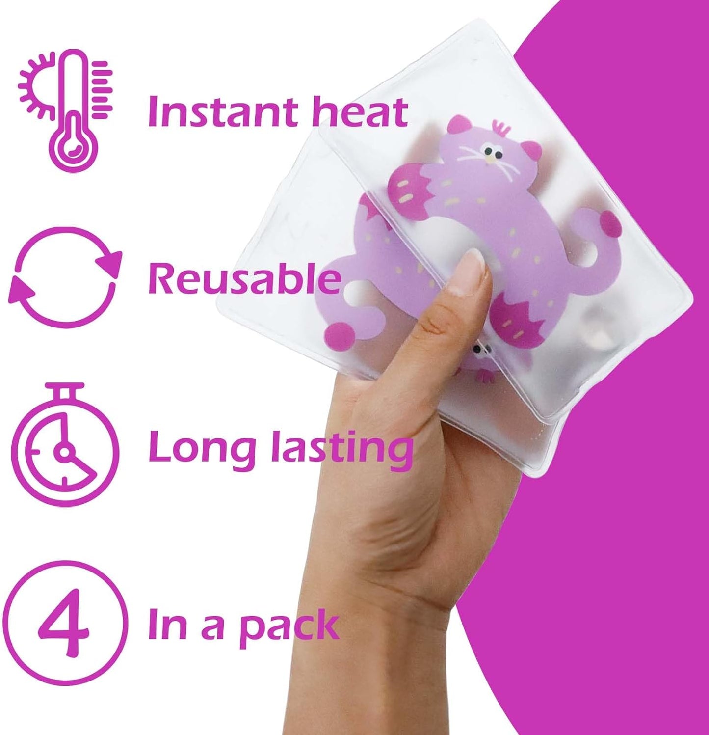 Hand Warmers Reusable, Reusable Heat Pack, Reusable Hand Warmers, Heat Packs for Hands, Heat Packs, Heat Packs for Cold Weather, Hand Click Gel Warmers, Instant Heat Packs (Pink)