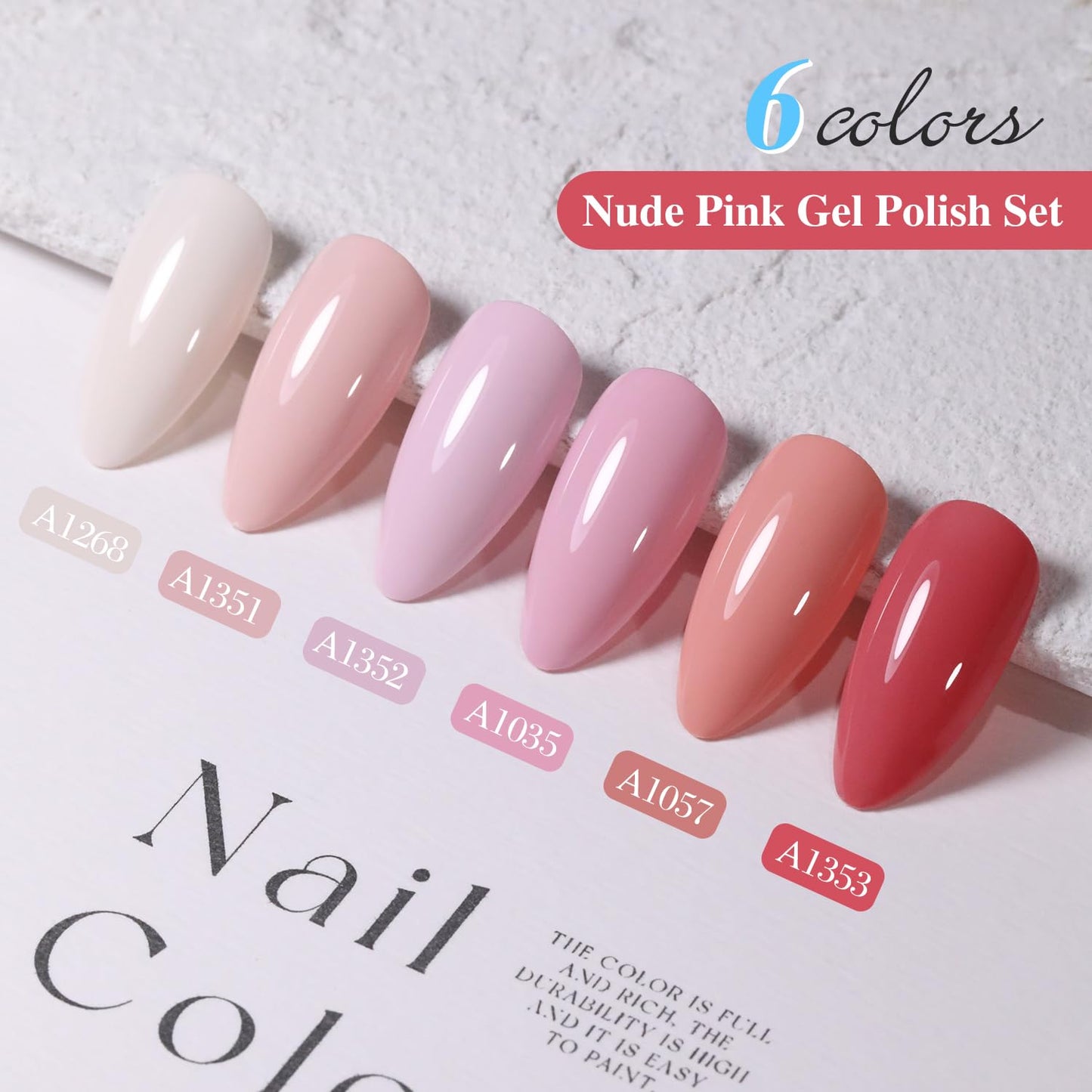 Double Rhythm Gel Nail Polish Set of 6 Colors Baby Light Pastel Milky Nail Polish Starter Kit Art DIY Salon Home (Pink Nude Orange White,Kit 21)