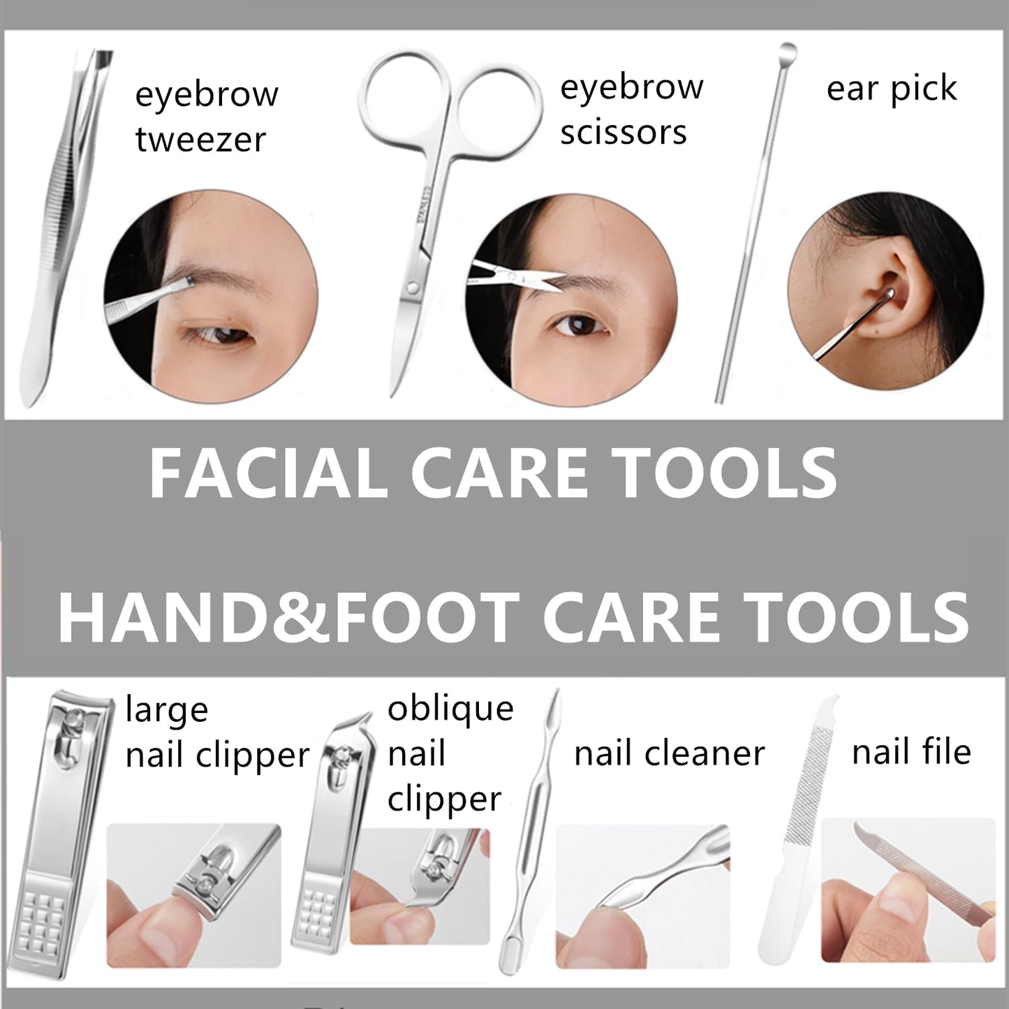 Nail Clipper Set Manicure Set Men Stainless Steel Nail Clippers Kit with Portable Travel Case, Personal Care Tools Men Grooming Kit for Husband Boyfriend Family