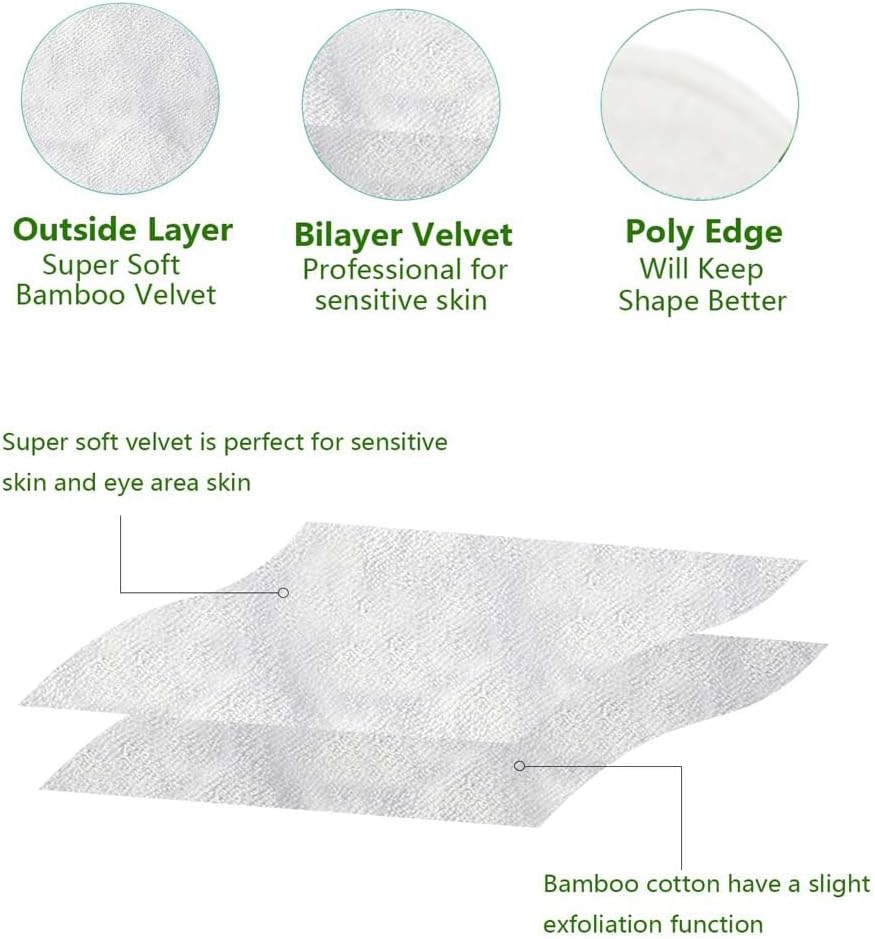 28 Pack Reusable Makeup Remover Face Pads with Laundry Bag Washable Soft and Comfortable Cleaning Face Skin,Washable Bamboo Cotton Rounds White