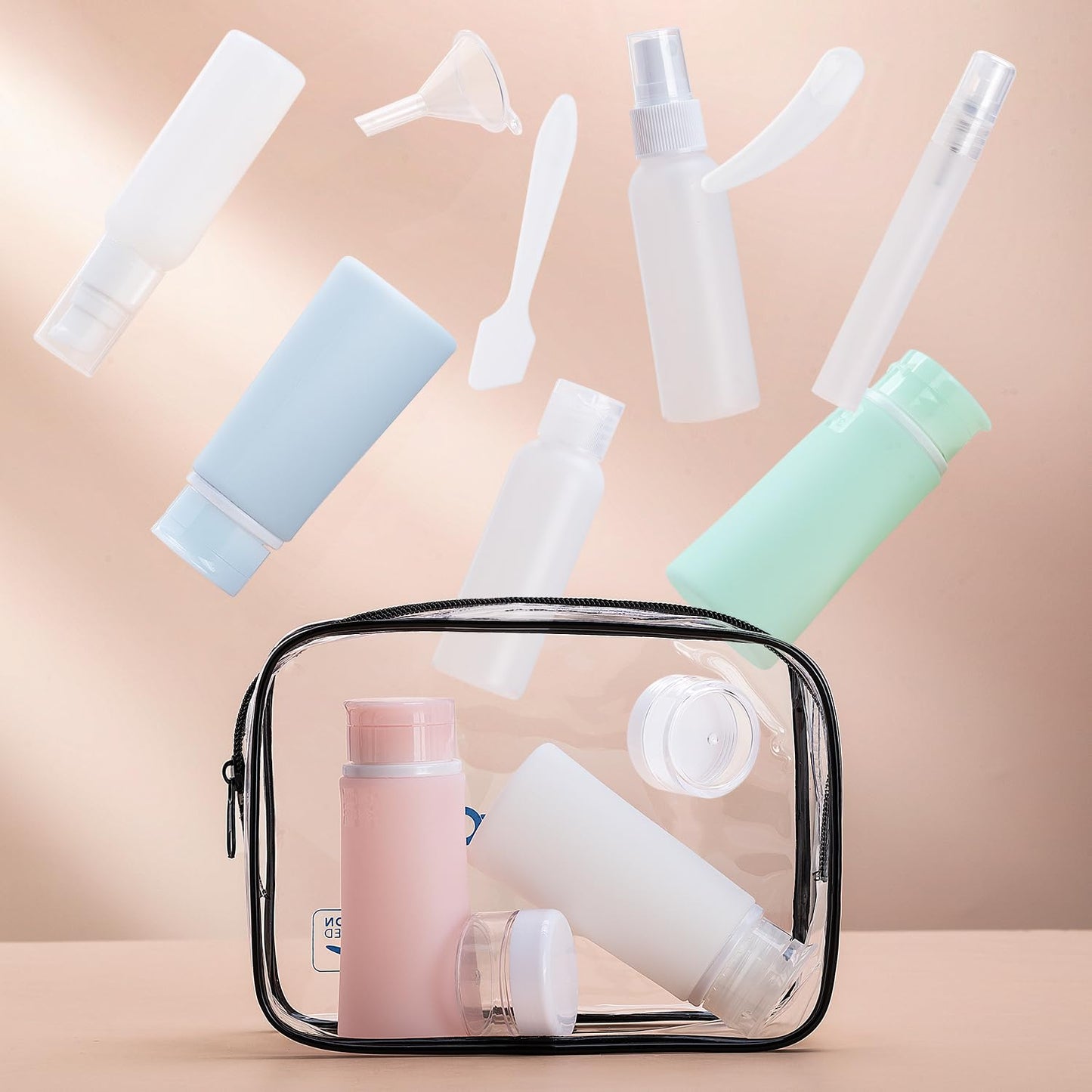 Valourgo 15 Pack Travel Bottles Set, TSA Approved Leak Proof Silicone Travel Containers Jar for Toiletries, Lotion Body Wash, Travel Essentials