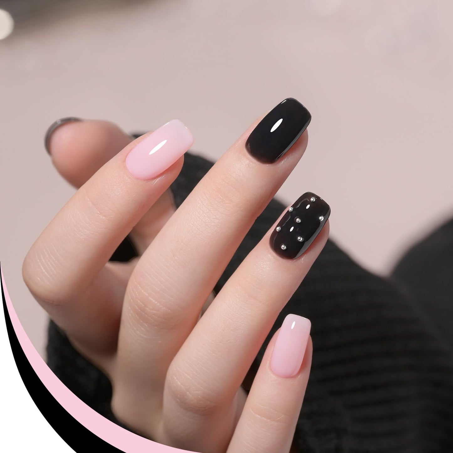 GAOY Gel Nail Polish Kit, 3 Colors 16ml Jelly Black White Pink, Soak Off UV Gel Polish Set - Encounter Romance