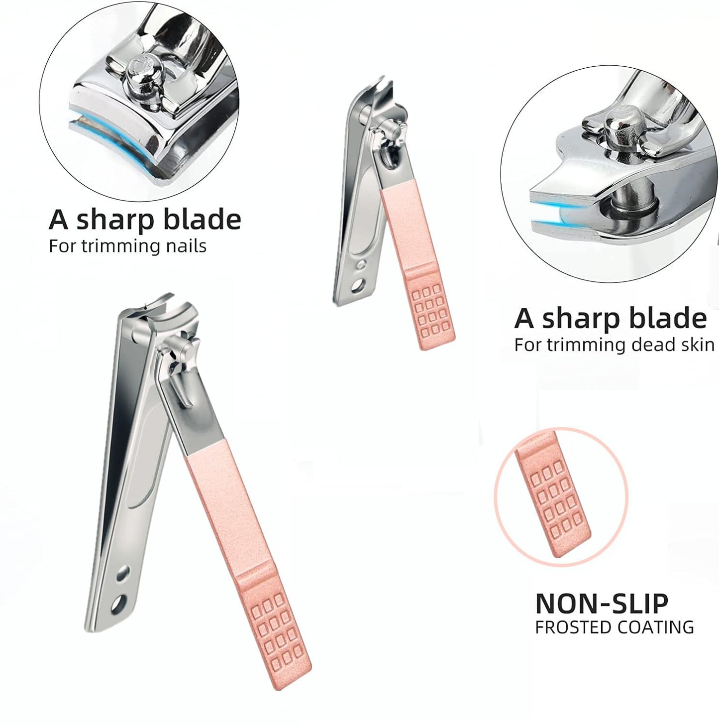 Manicure Set Nail Clipper Set Stainless Steel Women Men Toe Finger Nail Clippers Personal Care Tools with Portable Travel Case Manicure Pedicure Tools Women Men Grooming Kit Present(Rose Gold)