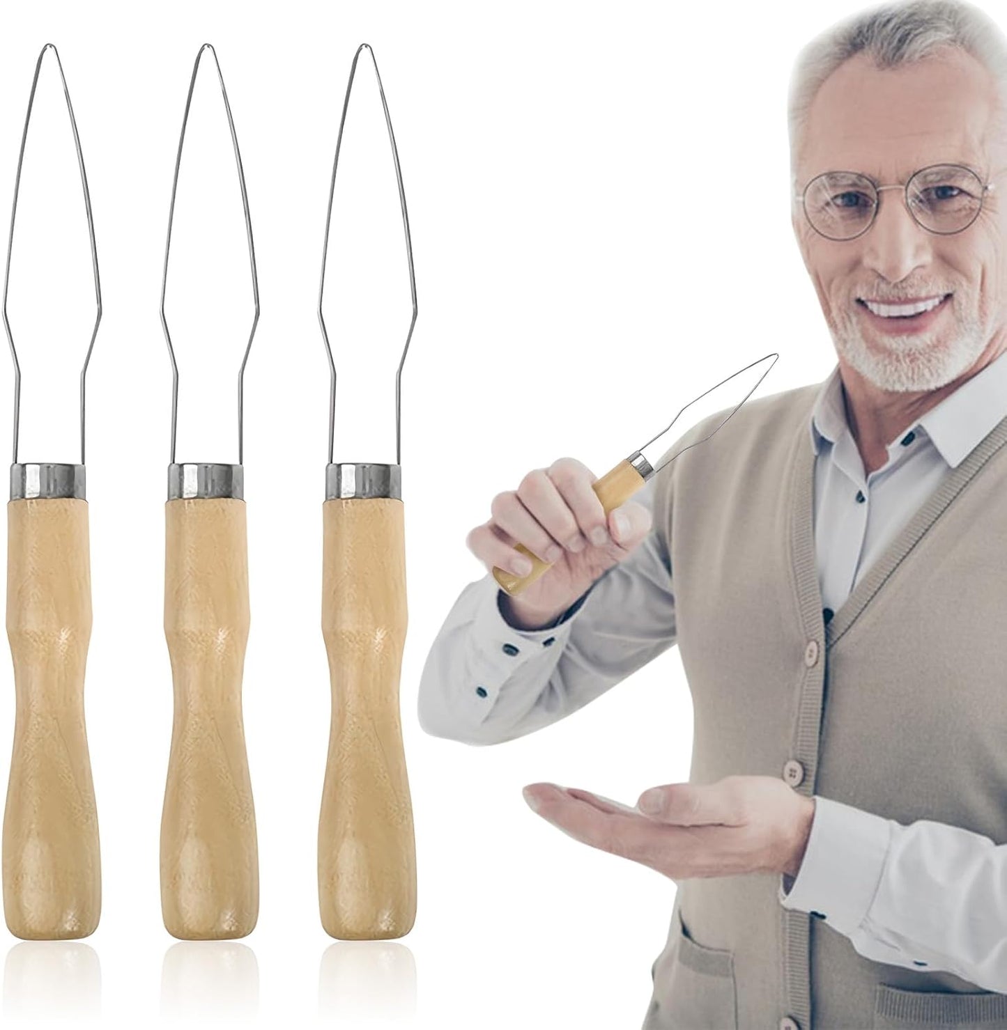 3-Pack Button Hook Assist Device with Easy-Grip Handle for Shirts, Coats, Dresses - Ideal Button Aids for Arthritis & Limited Dexterity