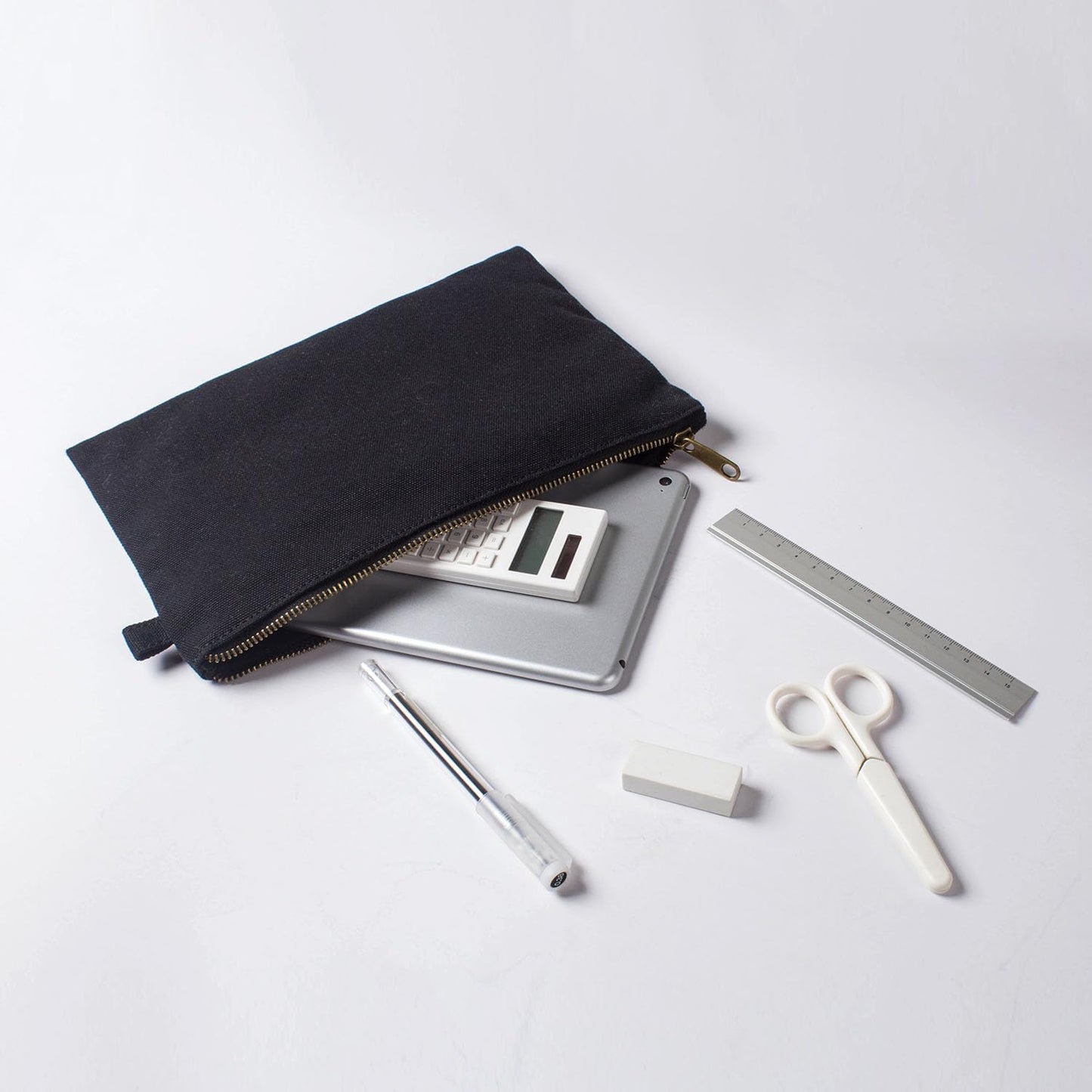 Zipper Pouch Storage Bag - Simple and Stylish Women's Cosmetic and Travel Bag - Cotton Canvas - Ideal for Stationery