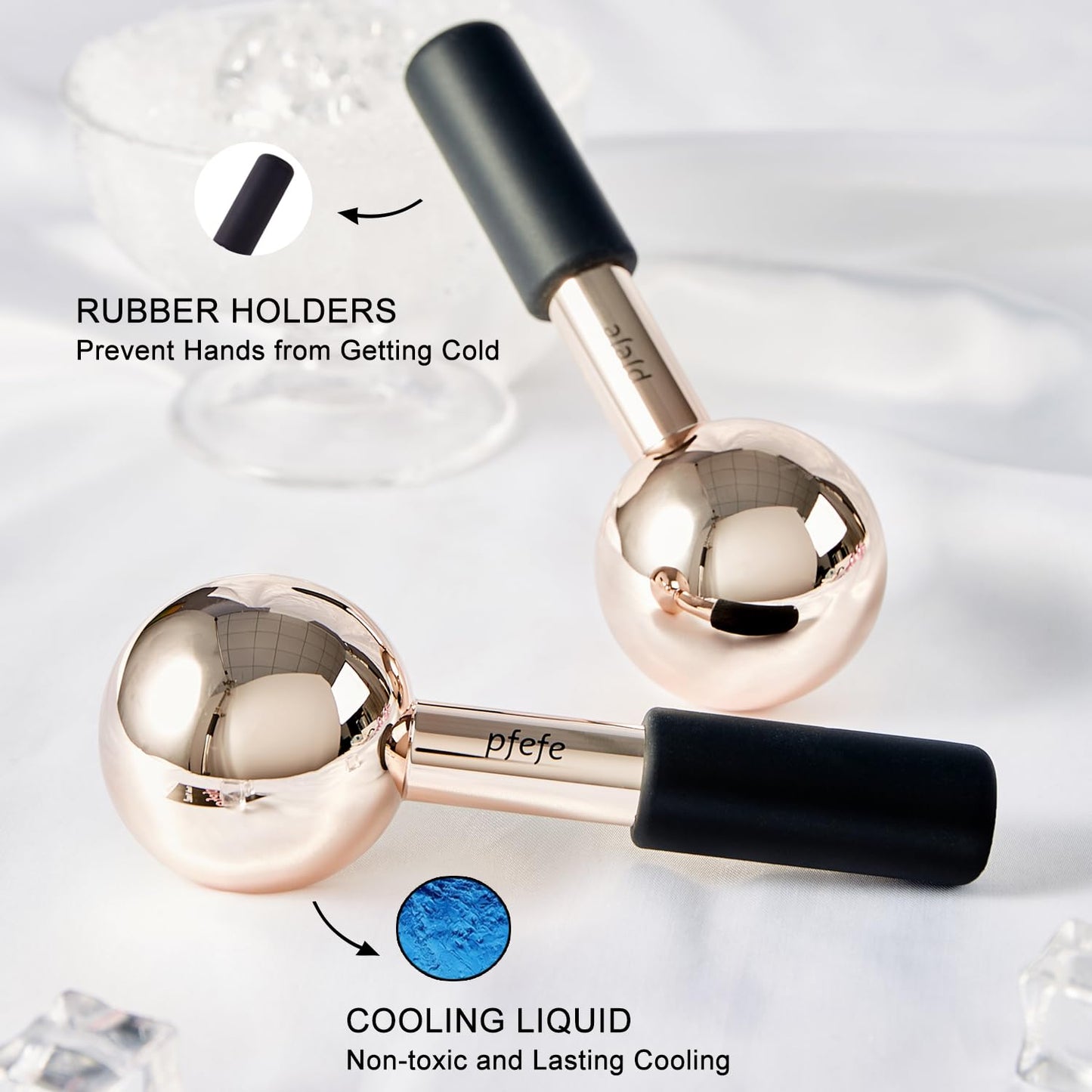 Ice Globes for Face & Eyes, Unbreakable Stainless Steel Cryo Sticks for Beauty Routines, Facials Cold Roller Colling Globes for Puffiness, Wrinkles, Dark Circles, Headaches
