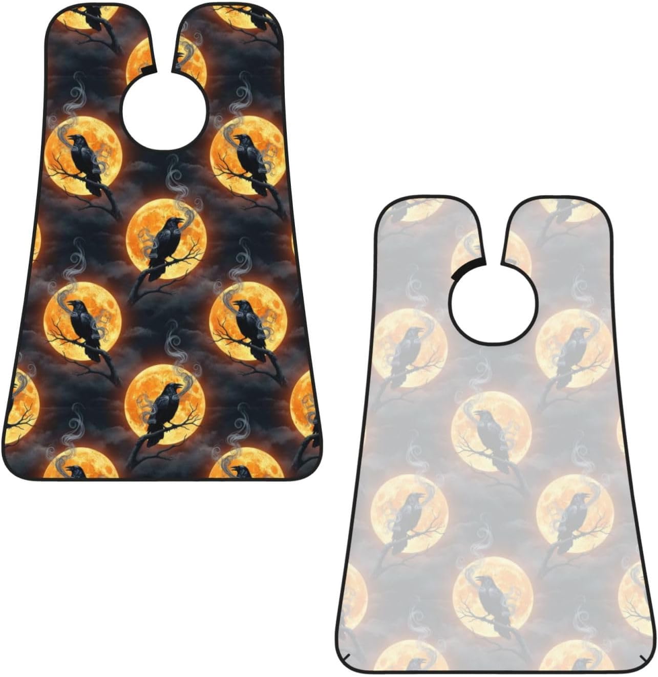 No-Slip Shaving Bib, Beard Grooming Apron with Strong Suction Cups, Moon Black Crow Raven Bird