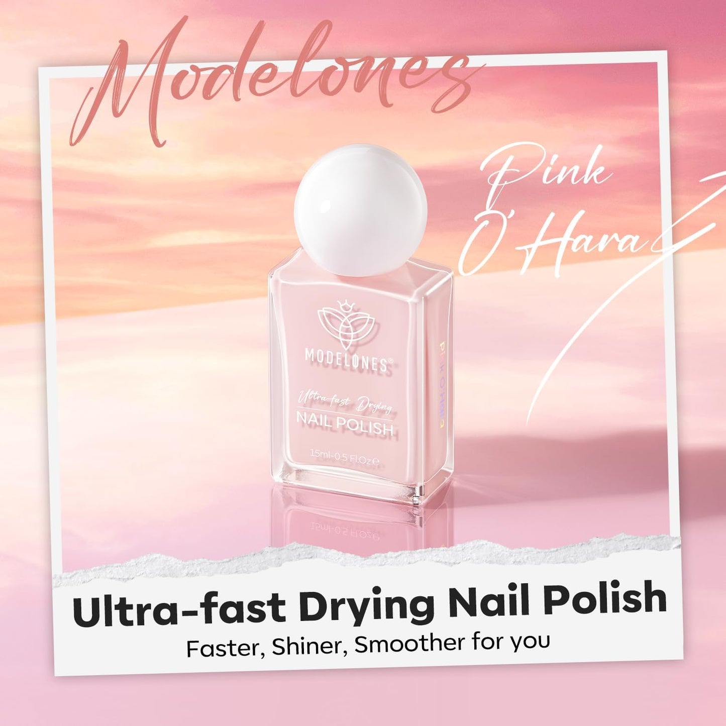 modelones Pastel Pink Nail Polish, Light Pale Pink 15 ml Quick Dry Nail Lacquer Strengthener Long Last Shine Fingernail Toe Nail Art DIY Home Travel Manicure Gift for Women Girls 0.5 Fl Oz